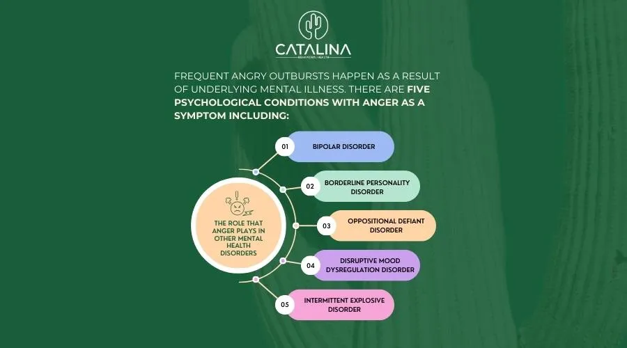 Anger and dual diagnosis disorders infographic from Catalina Behavioral Health