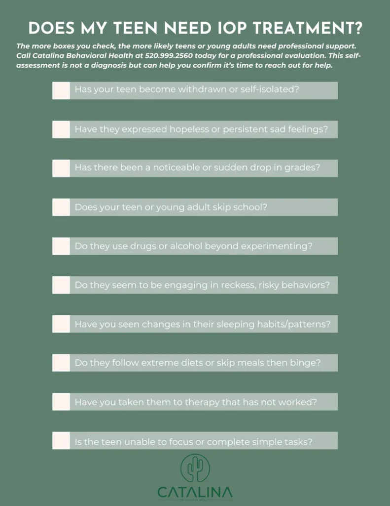 Does My Teen Need IOP Checklist - Catalina