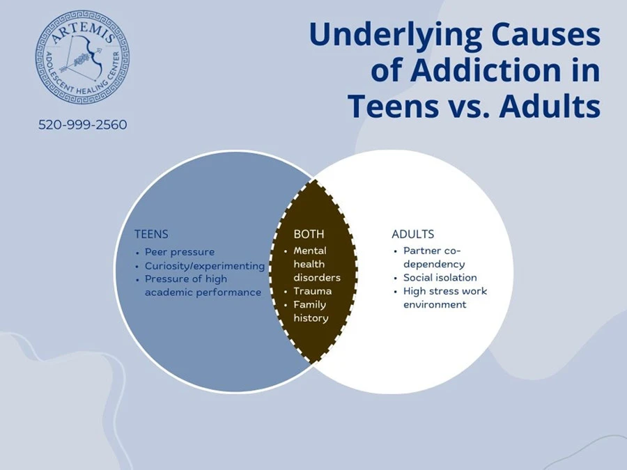 Underlying Causes of Addiction in Teen vs Adults - Artemis Adolescent Healing Center