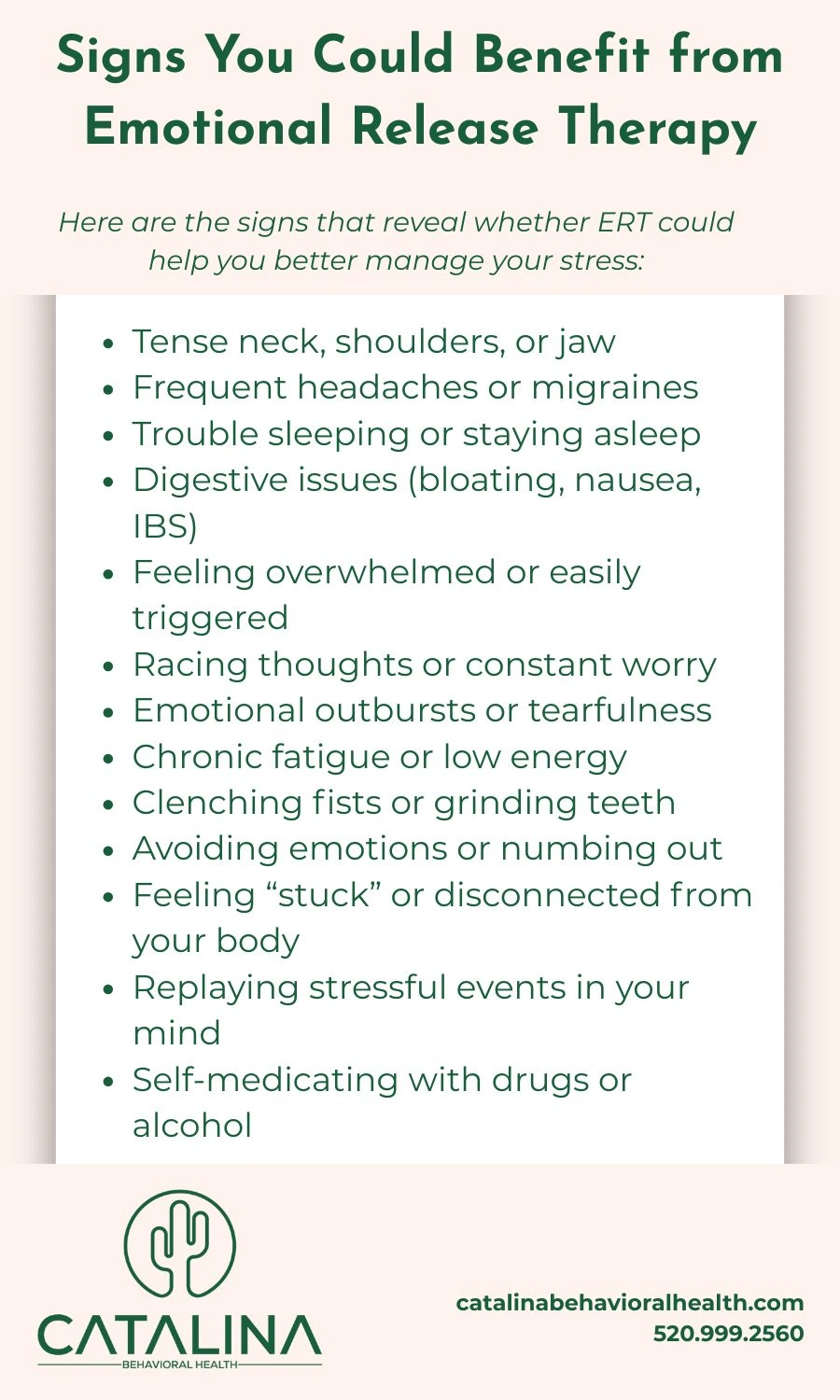 Emotional Release Therapy Signs of Stress - Catalina Behavioral Health