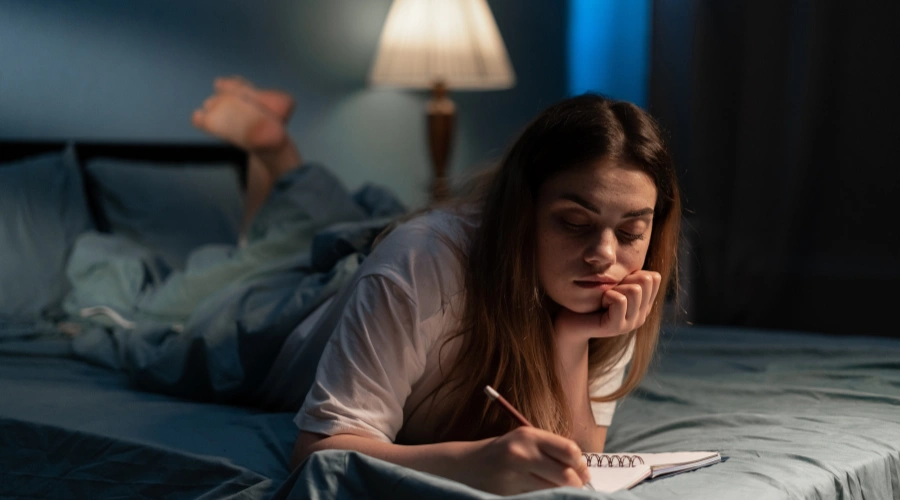 Image of a young adult journaling feelings to identify emotional relapse warning signs